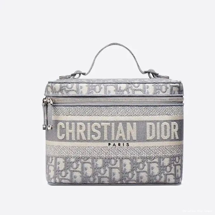 Vanity DiorTravel Grey Case Medium Canvas Motif Oblique 0322 Luxury